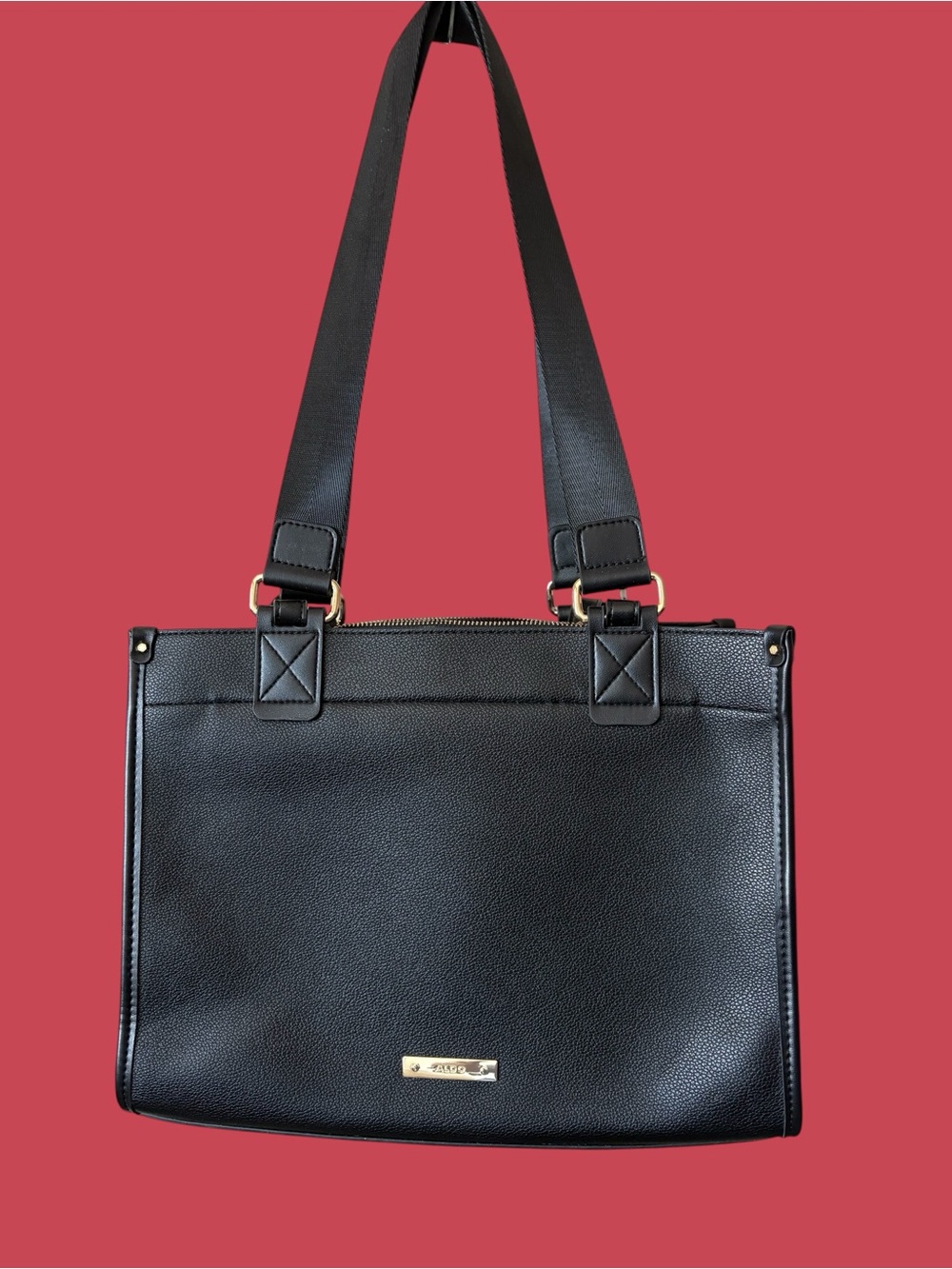 Aldo Black Structured Tote Bag with Gold Hardware